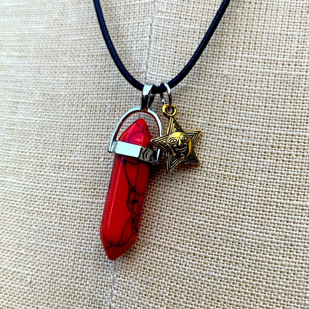 Handmade Resin Crystal Blood Sun Amulet Necklace